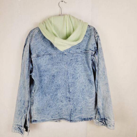 Samantha Sipos Zinna Acid Wash Hooded Denim Jacket Size Small 90s retro grunge - Picture 2 of 9